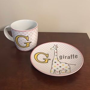 Rosanna’s Now I Know My ABC'S One Small Plate & Cup Set - Alphabet Letter G